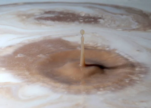 a drop of chemical liquid falls on the surface of the contaminated water solution