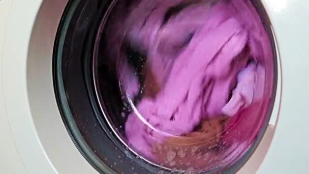 Rotatie Van Wastrommel Van Een Industriële Automatische Wasmachine — Stockvideo
