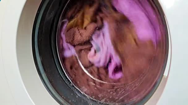 Rotation Laundry Drum Industrial Automatic Washing Machine — Stock Video