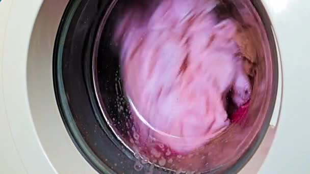 Rotación Del Tambor Lavandería Una Lavadora Automática Industrial — Vídeos de Stock