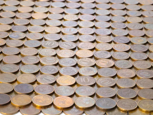Ticaret Sisteminin Bir Parçası Olarak Rus Rublesi Metal Paralar — Stok fotoğraf