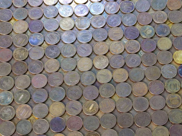 Μεταλλικά Κέρματα Ρωσικά Ρούβλια Μέρος Του Συστήματος Συναλλαγών — Φωτογραφία Αρχείου