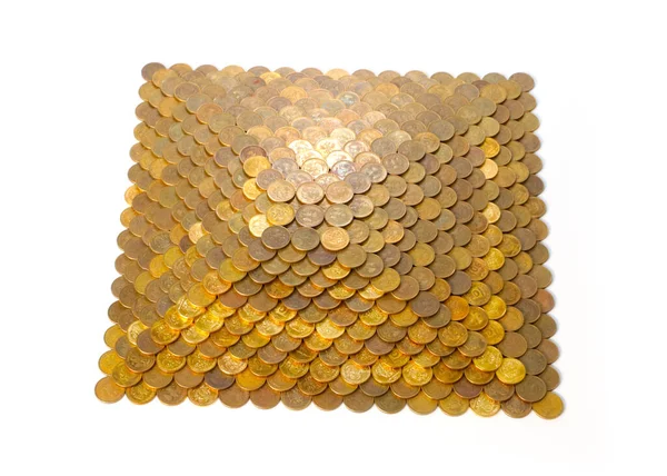 Piramida Wykonana Jest Metalowych Monet Rosyjskich Rubli Jako Ilustracja Stabilności — Zdjęcie stockowe