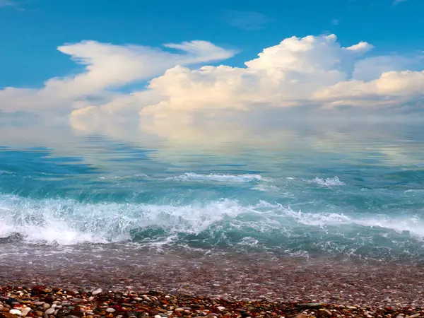 Beautiful Sea Landscape Beach Dark Evening Sky — Stock Photo, Image