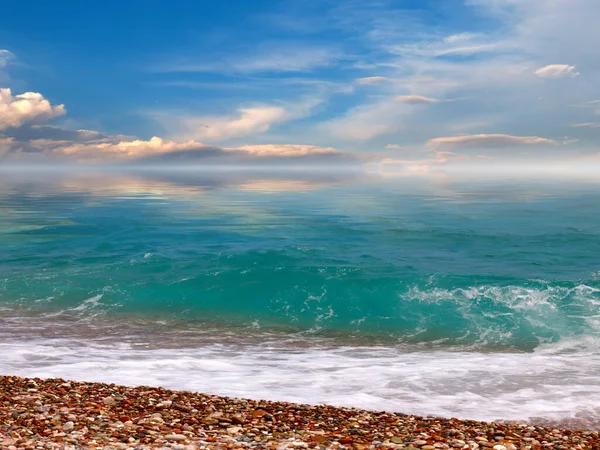 Красивый Морской Пляж Вечернее Небо — стоковое фото