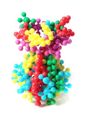 Plastik çocuk üreticisinin ayrıntıları bir virüs molekülü mikrobu şeklinde birleştirilir.