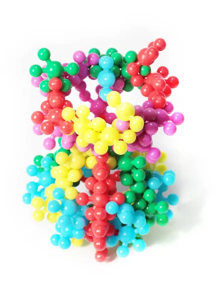 Dettagli Costruttore Bambini Plastica Sono Assemblati Somiglianza Microbo Molecola Virale — Foto Stock