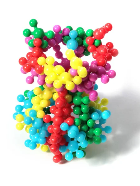 プラスチック製の子供用コンストラクタの詳細はウイルス分子微生物に似ています — ストック写真