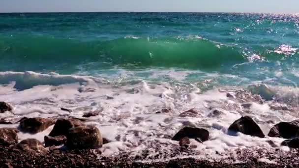 Vagues Mer Plage Lors Une Petite Tempête — Video