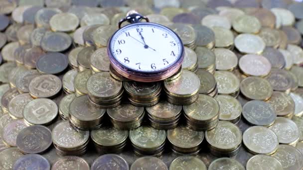 Movement Second Hand Old Pocket Watch Lying Pile Metal Russian — Stock Video