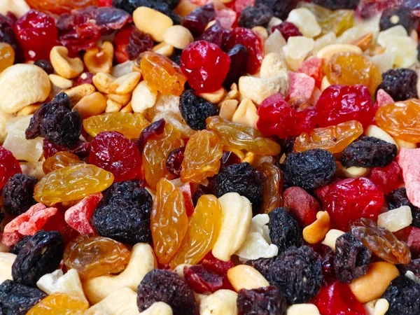 Trockenfrüchte Und Nüsse Als Teil Einer Gesunden Mahlzeit — Stockfoto