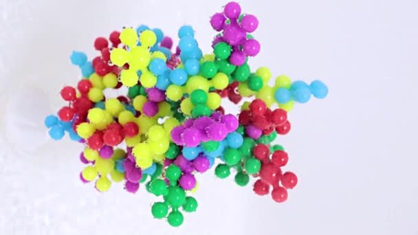 Plastic Abstract Model Van Een Virusmolecuul Een Stroom Van Zuivere — Stockvideo