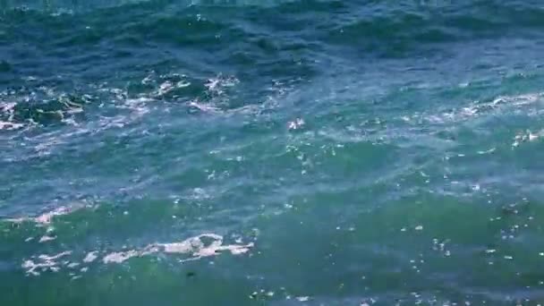 Mousse Surface Eau Les Vagues Mer Pendant Une Tempête — Video