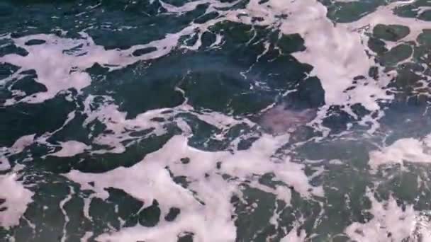 Mousse Surface Eau Les Vagues Mer Pendant Une Tempête — Video