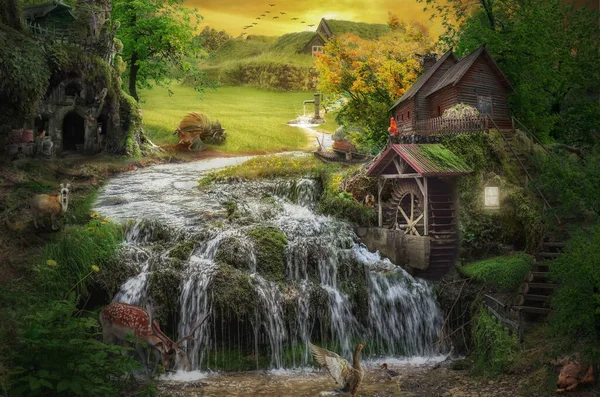 Hintergrund Bach Einem Märchenhaften Tal — Stockfoto