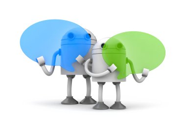 Konuşma balonları ile robotlar 