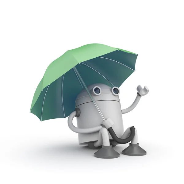 Robot holding umbrella — Stock Photo, Image