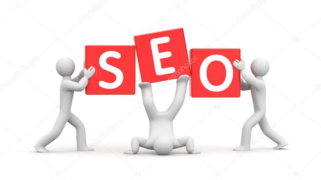 3d people and word SEO
