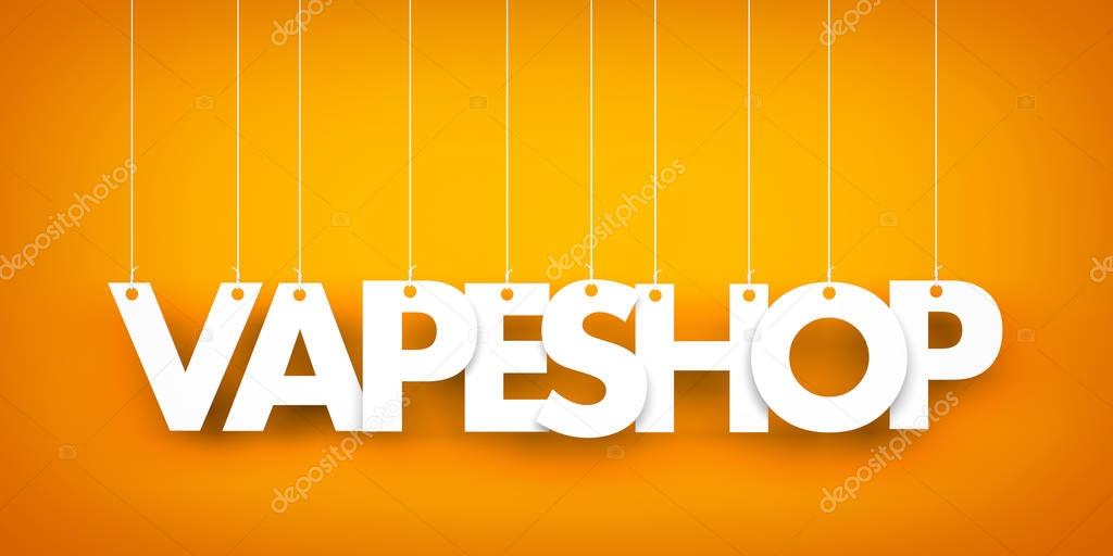 Word Vape hanging on orange background. 3d illustration