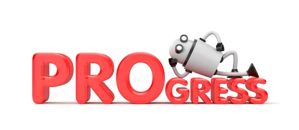 Robot con progresso parola rossa — Foto Stock