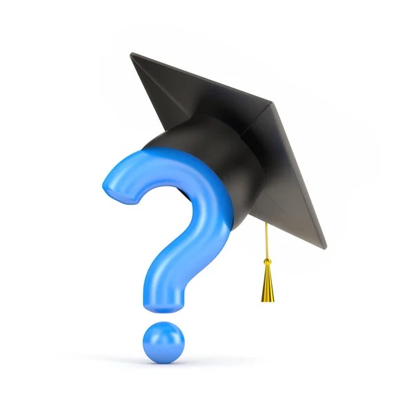 Orange question and graduation cap — Stock Photo, Image