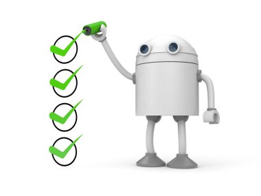 Robot ve yeşil onay işaretli