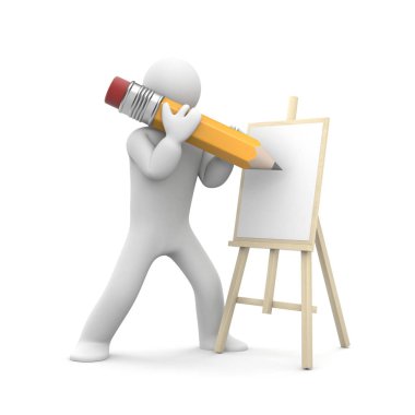 şövale üzerinde resmi ressamın