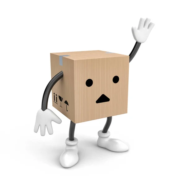 Charakter lepenkové krabice — Stock fotografie