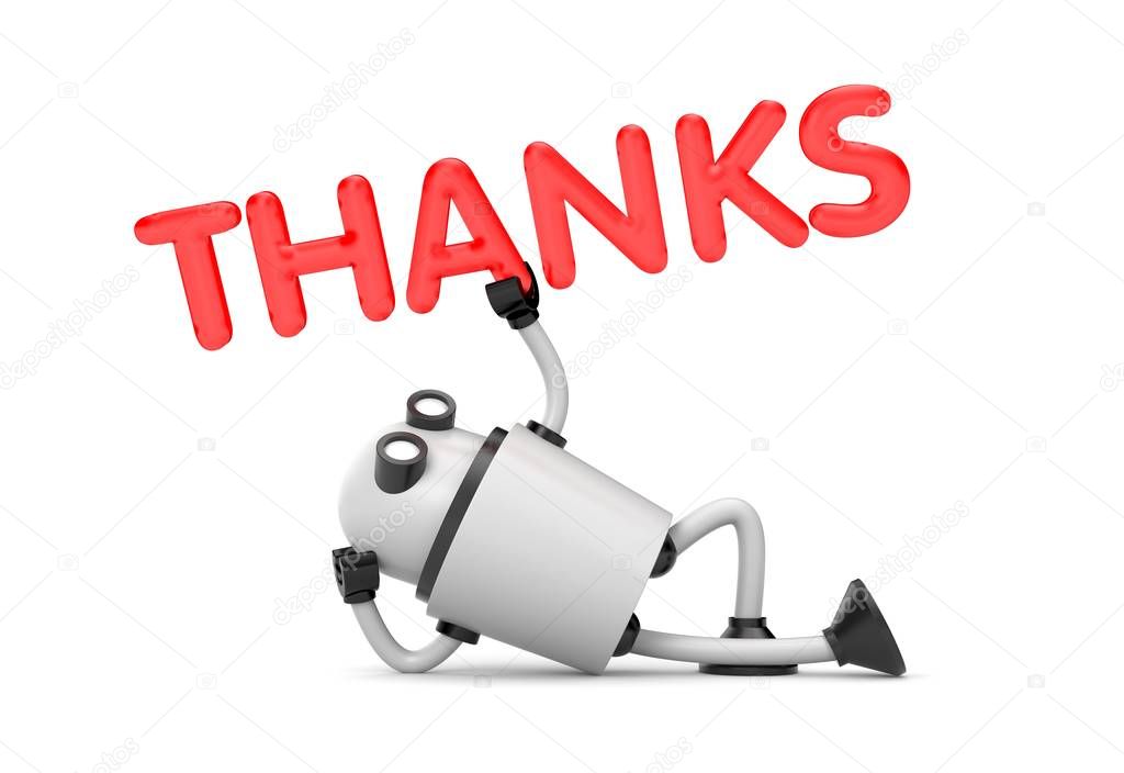 Robot holding word Thanks — Stock Photo © Pixelery.com #136909904