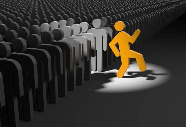 Person wants to stand out from the crowd. — Stock Photo, Image