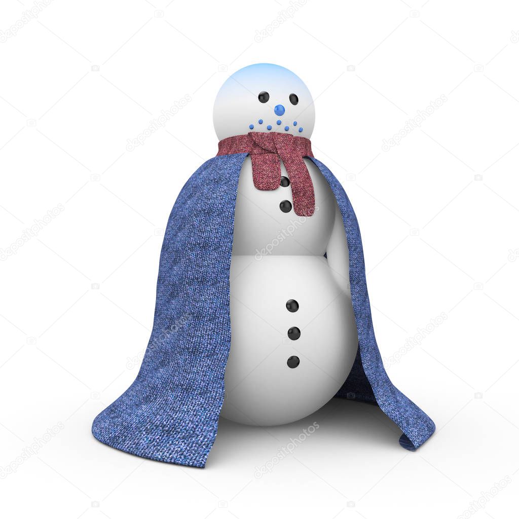 Snowman in woolen cloak