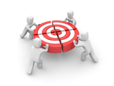 İnsanlar birine bağlanmak için iterek hedef parça bölümü. 