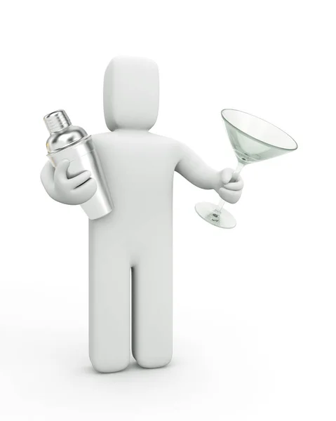 3d person with the shaker and glass. — Stock Photo, Image