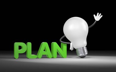 Kelime planı üzerinde eğilerek lamba karakter