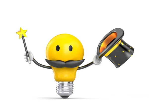 Character light bulb as wizard — Stock Photo, Image