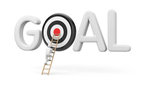 Man climbs to the target goal — Stock Photo, Image