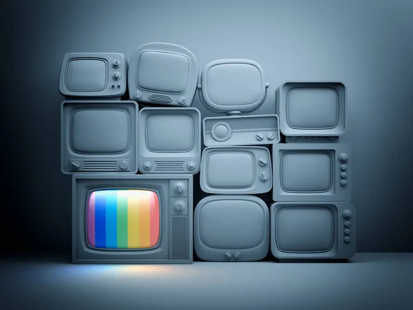 Pile of retro TV — Stock Photo, Image