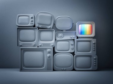 Bekleme modundayken bir retro Tv yığını