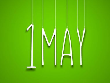 1 Mayıs - beyaz kelime ipleri tarafından askıya 