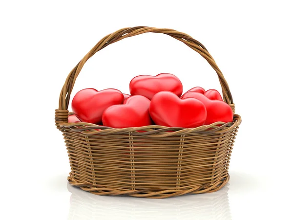 Basket filled with hearts — Stock Photo, Image