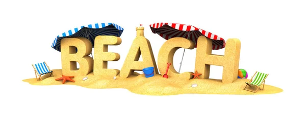 Beach - woord van zand. — Stockfoto