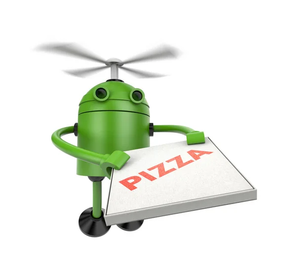 Robot drone entrega pizza — Fotografia de Stock