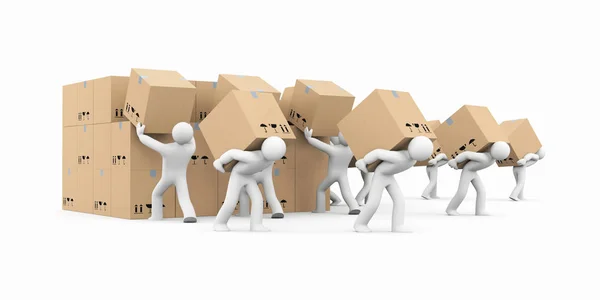 People unload boxes — Stock Photo, Image