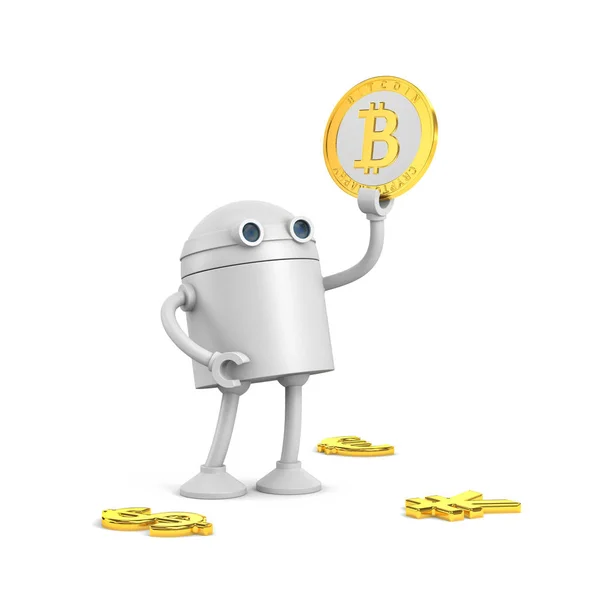 Robot mantenga bitcoin . — Foto de Stock