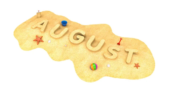 August - Wort aus Sand. — Stockfoto