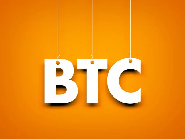 Ordet Btc - text hängande — Stockfoto