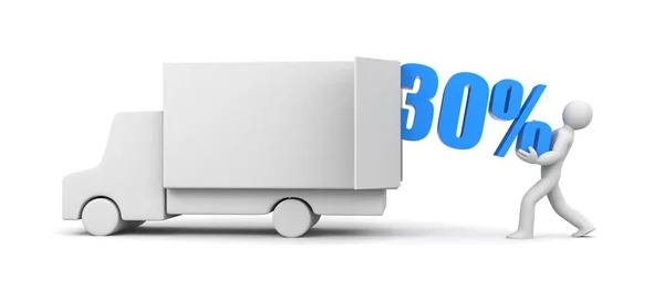The man takes out 30% from truck. — Stock Photo, Image