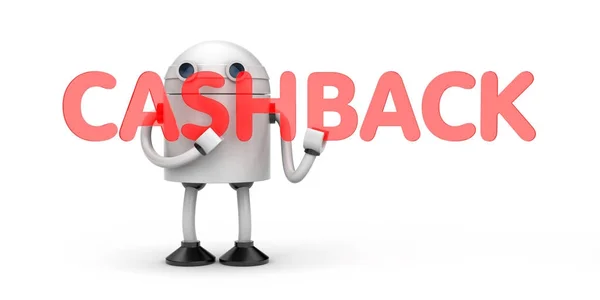 Robot segurar palavra vermelha - Cashback — Fotografia de Stock