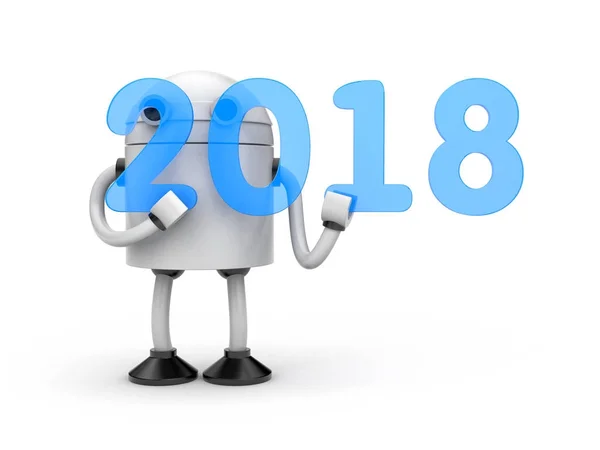 Robot s modrými čísly - 2018 — Stock fotografie