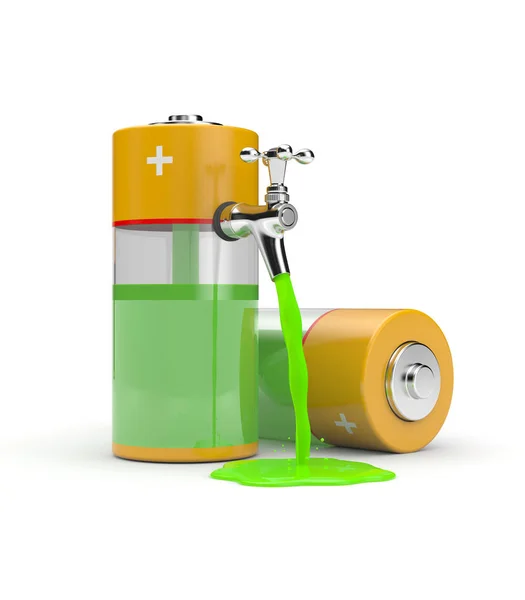 Bateria Com Torneira Energia Verde — Fotografia de Stock